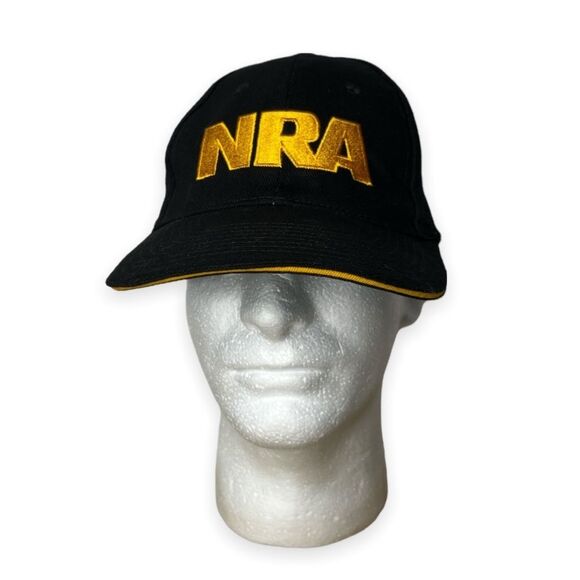 NRA Black Embroidered Hat Logo National Rifle Association USA Flag Adjustable - Picture 1 of 9